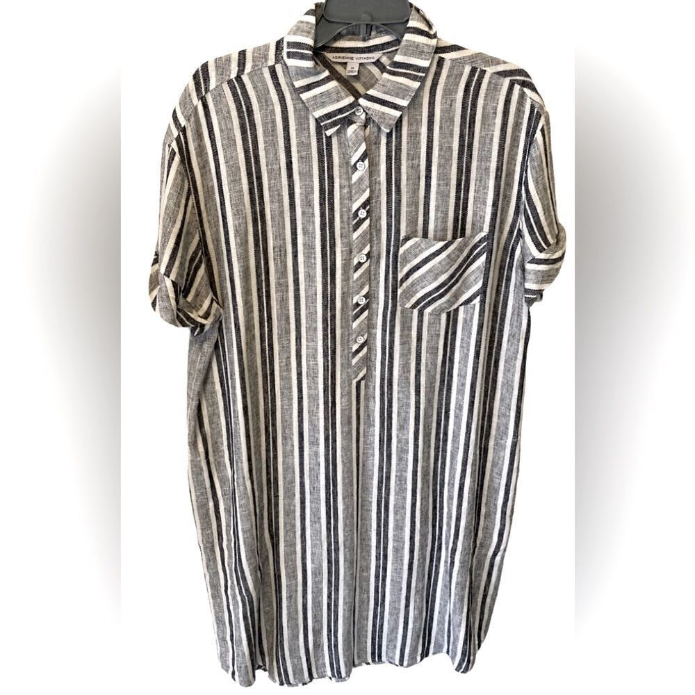 Adrienne Vittadini Linen striped dress Medium - Picture 2 of 11